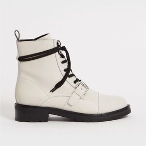 All Saints Donita Leather Combat Boots in Ivory 7